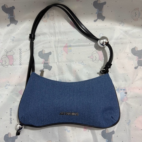 Jacquemus Handbags - JACQUEMUS denim shoulder bag with metal micro logo zipper closure